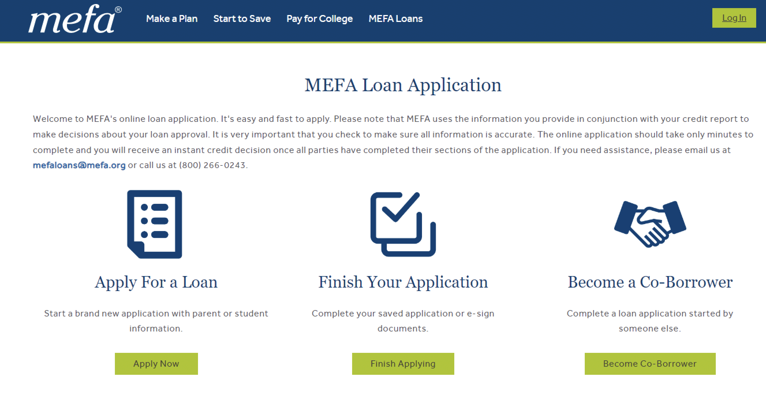 MEFA loan application, retrieve application