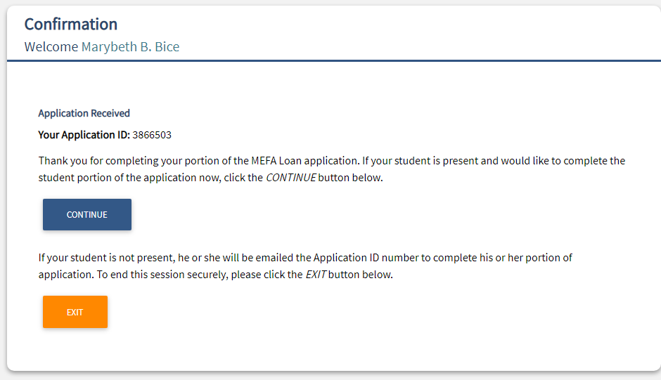 MEFA loan application, next applicant's section