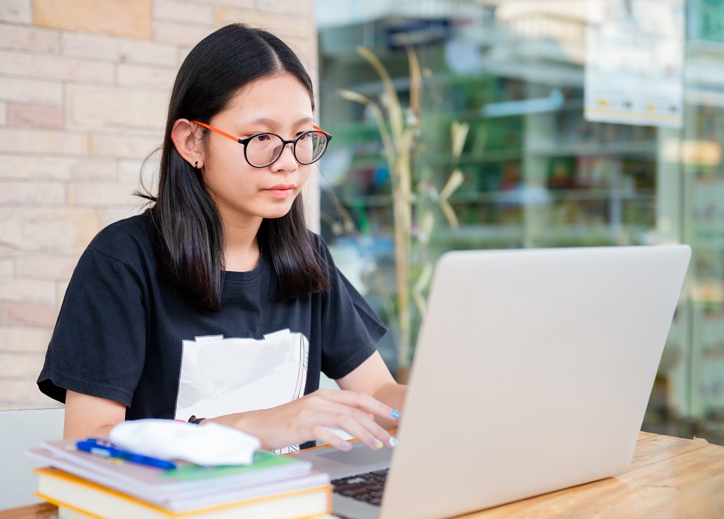 Student learning about scholarships