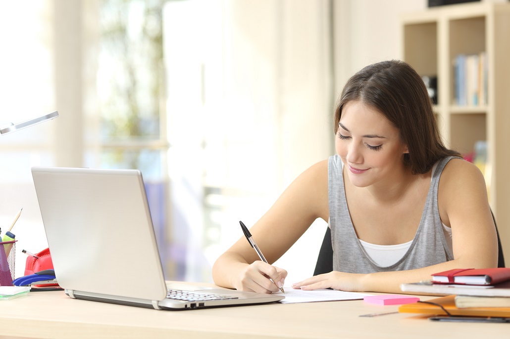 Student using laptop