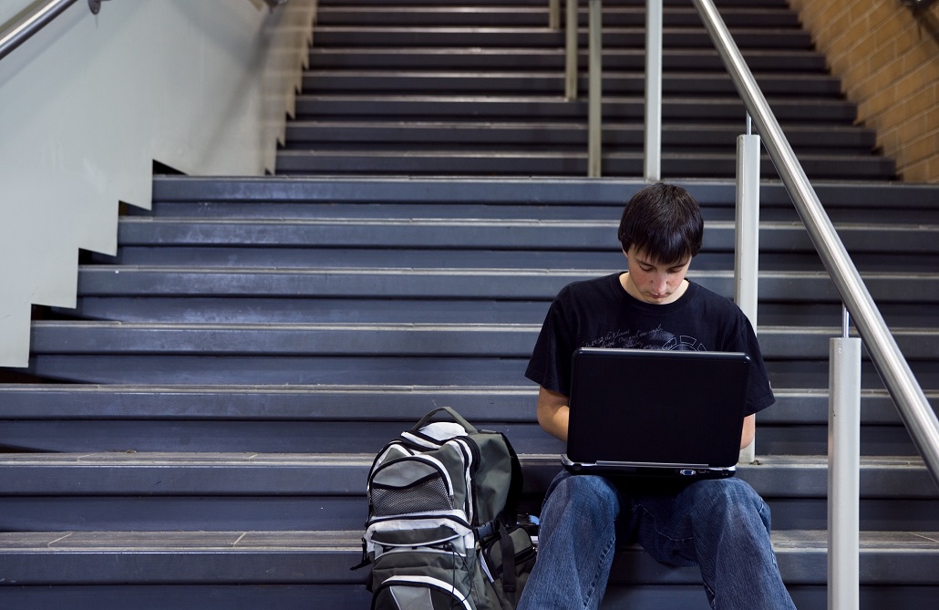 A student researching loans