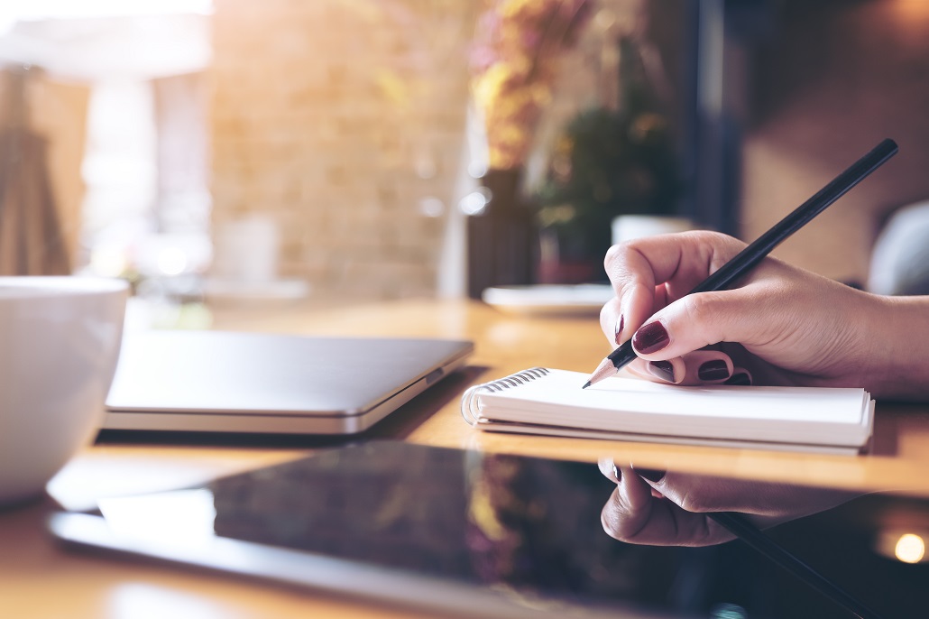 Person completing tax documents for financial aid