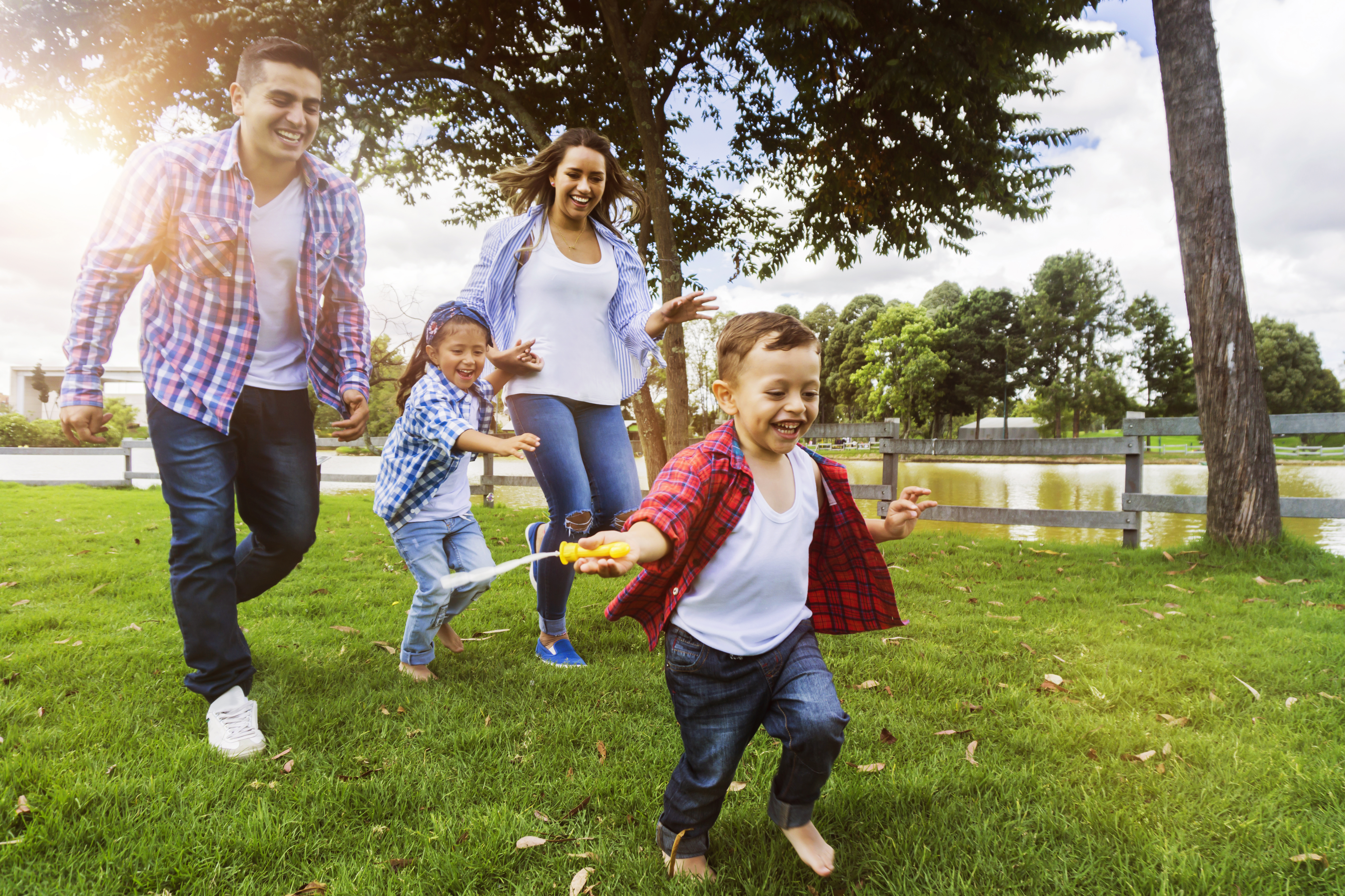 A family playing at the park