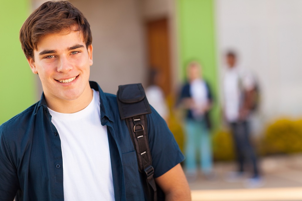 Student wearing backpack