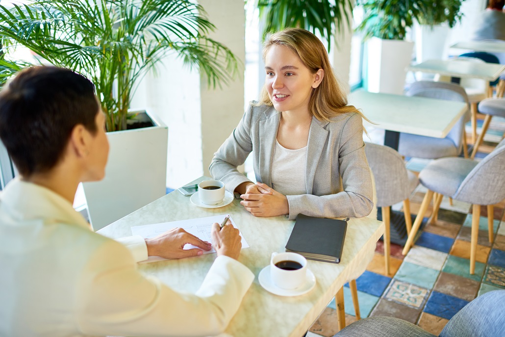 Young woman interviewing for a job