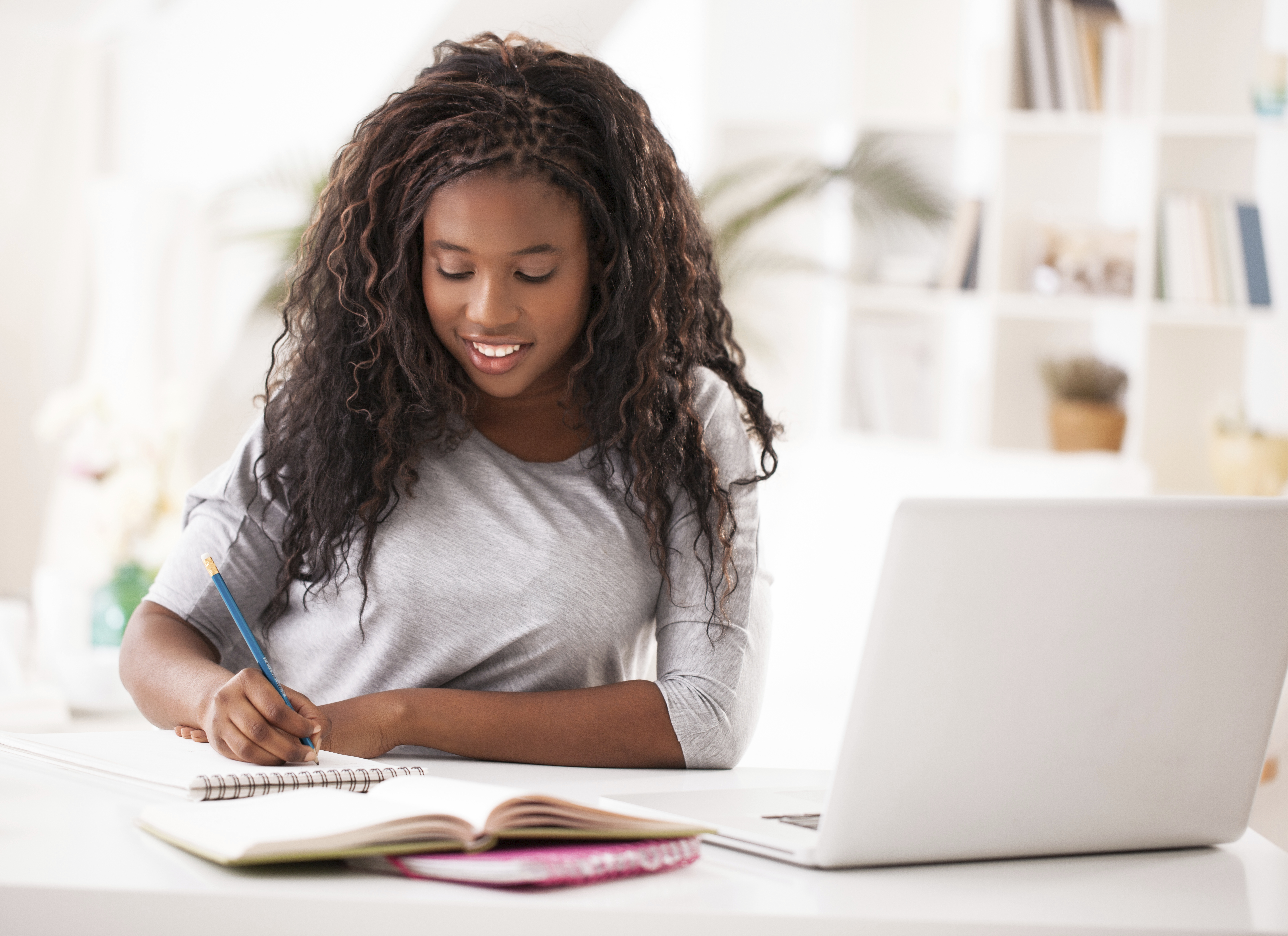 A college student doing homework