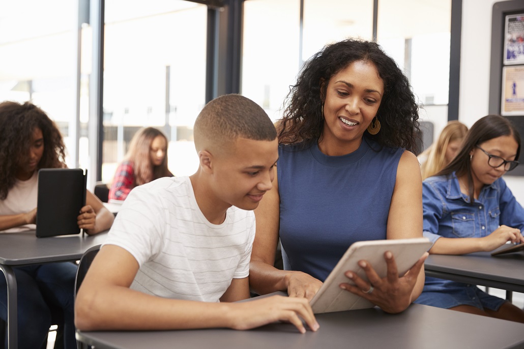 Counselor helping student