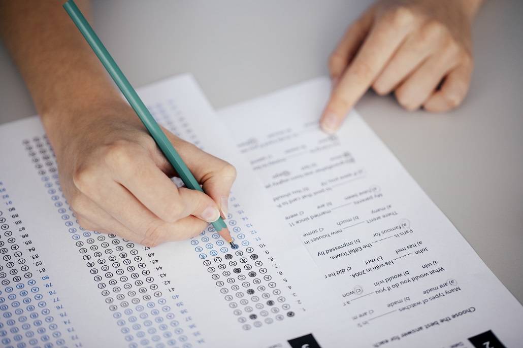 Individual taking the ACT or SAT standardized test