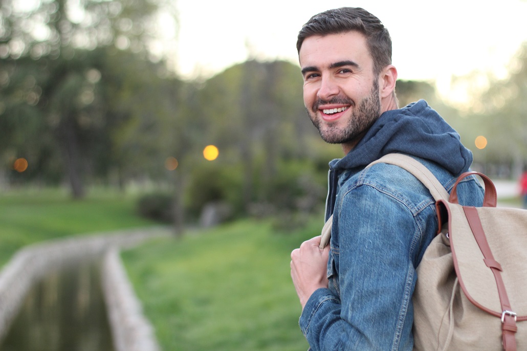 Student wearing backpack 