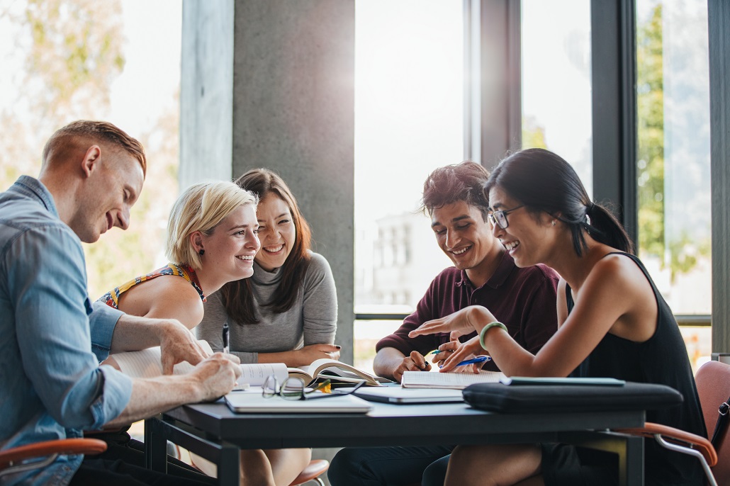 Students studying together in grad school