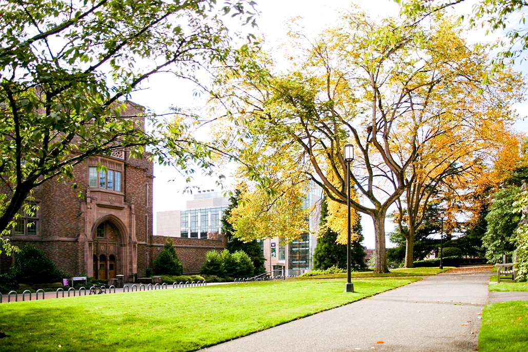 College campus exterior in the fall