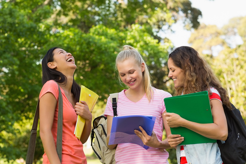 Students laughing outside 