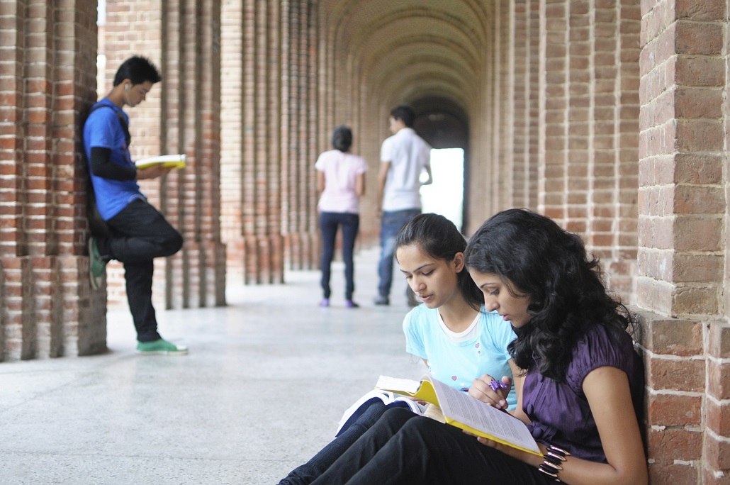 Students studying at Community College
