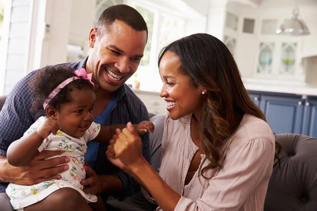 Family laughing together