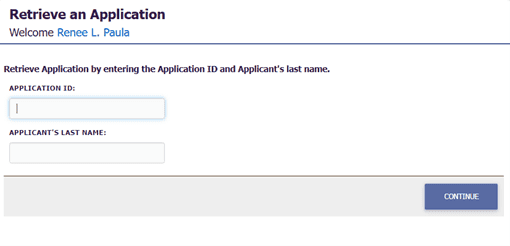 Screenshot of how to retrieve an application