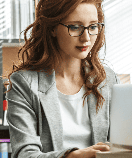 woman working on computer